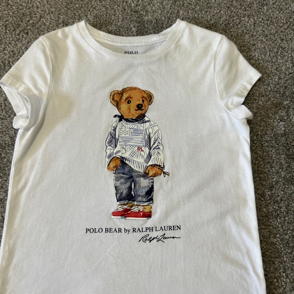polo Ralph Lauren shirt boys 6‎ white polo bear summer classic casual streetwear - Picture 2 of 9